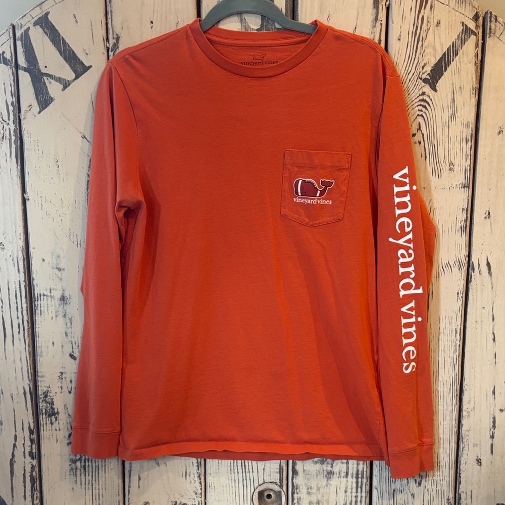 Vineyard Vines Men's Bright Orange Long Sleeve Shirt